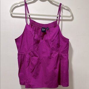 GAP Womens Deep V-Neck Pleated Cami Size XL ROSE PINK VERBANA